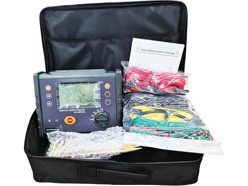 Digital Ground Resistance Meter Soil Resistivity Meter Earth Resistance Tester with Soil resistivity 0.00Ωm～9999kΩm Resistance Range 0.00Ω~30.00kΩ 2,3 and 4 Wire Test Method Data Storage 500 Set in Saudi Arabia