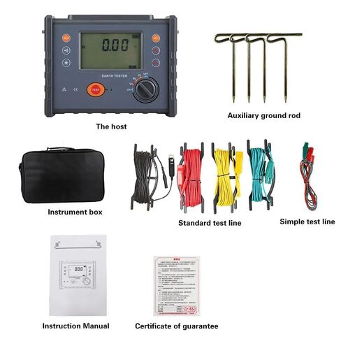 Digital Ground Resistance Meter Soil Resistivity Meter Earth Resistance Tester with Soil resistivity 0.00Ωm～9999kΩm Resistance Range 0.00Ω~30.00kΩ 2,3 and 4 Wire Test Method Data Storage 500 Set in Saudi Arabia