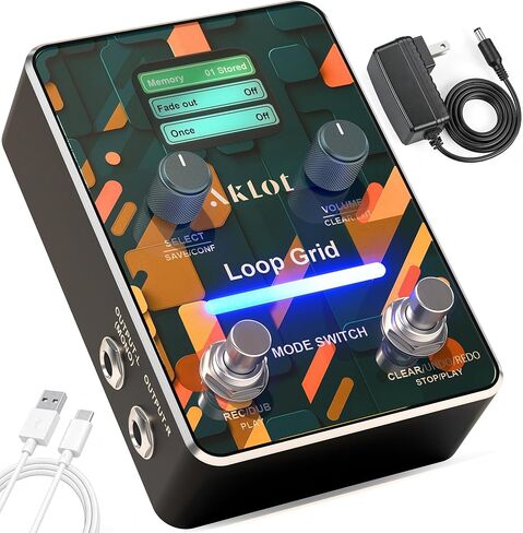 AKLOT Compact Guitar Looper Pedal: 40 Slots 160 Minutes Loop Pedal with 44.1kHz 16-bit Audio, LED Indicator, Unlimited Overdub, USB Import/Export, Headphone Output, Loop Station for Electric Guitar in Saudi Arabia