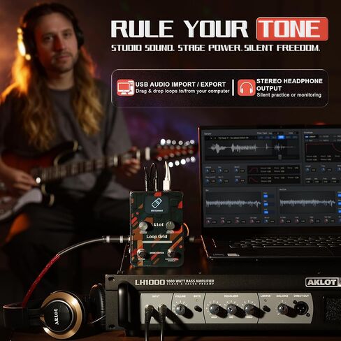 AKLOT Compact Guitar Looper Pedal: 40 Slots 160 Minutes Loop Pedal with 44.1kHz 16-bit Audio, LED Indicator, Unlimited Overdub, USB Import/Export, Headphone Output, Loop Station for Electric Guitar in Saudi Arabia