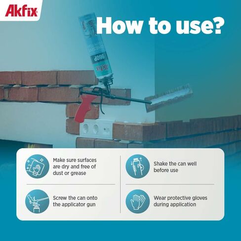 Akfix 960P Foam Board Adhesive with Strong Bonding (12x24 Oz) | Construction Adhesive for Wall & Facade, Subfloor, XPS & EPS Foamboard Panels and Drywalls | Gun&Cleaner Included | 12 Pack in Saudi Arabia