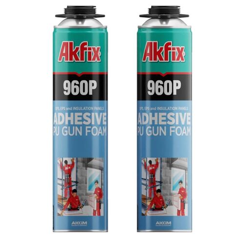 Akfix 960P Foam Board Adhesive with Strong Bonding (12x24 Oz) | Construction Adhesive for Wall & Facade, Subfloor, XPS & EPS Foamboard Panels and Drywalls | Gun&Cleaner Included | 12 Pack in Saudi Arabia