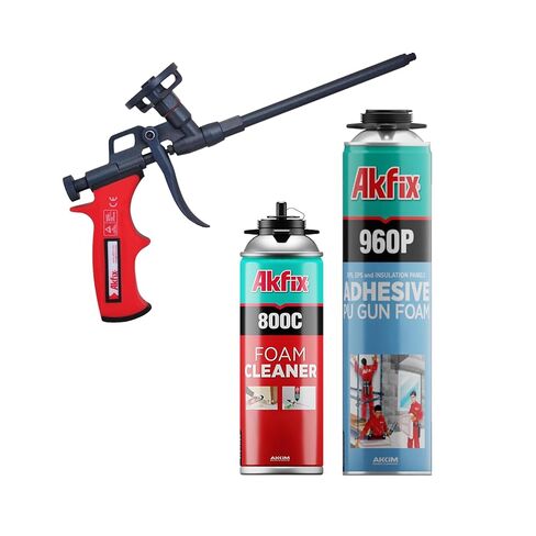 Akfix 960P Foam Board Adhesive with Strong Bonding (12x24 Oz) | Construction Adhesive for Wall & Facade, Subfloor, XPS & EPS Foamboard Panels and Drywalls | Gun&Cleaner Included | 12 Pack in Saudi Arabia