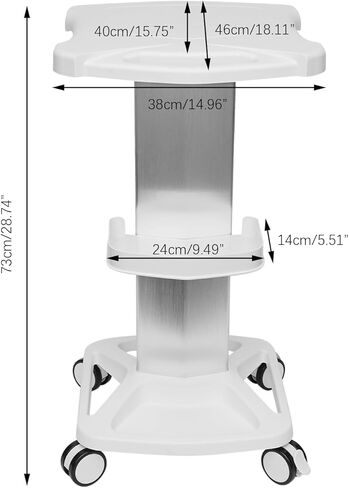 Aluminum Alloy Salon Trolley Cart - Mobile Dental Tool Stand with Swivel Casters for Ultrasonic Cavitation & RF Machines - Assembled Medical Equipment Cart in Saudi Arabia