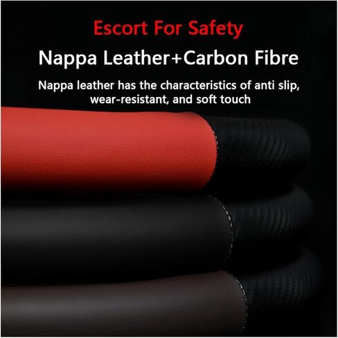 Suitable Fit For Ford Fit For Focus Mk2 Fiesta Kuga Mustang S-MAX Transit Fit For Mondeo Escape Edge Ranger Car Leather Steering Wheel Cover(Style19) in Saudi Arabia