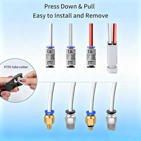 أنبوب PTFE بطول 5 متر (16.4 قدم) لخيوط 1.75 مم، معرف 2.5 مم × 4 مم أنبوب بودين OD مع قاطع أنابيب مناسب لمعظم الطابعات ثلاثية الأبعاد in Saudi Arabia