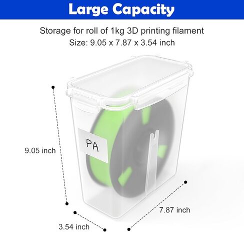 Filament Storage Box - 4 Pack 3D Printing Filament Container with Thick Silicone Seal, Dust-Proof Reusable Organizer with Writable Labels for 1.75mm PLA, ABS, PETG, TPU, PA (9.05"×7.87"×3.54") in Kuwait