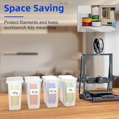 Filament Storage Box - 4 Pack 3D Printing Filament Container with Thick Silicone Seal, Dust-Proof Reusable Organizer with Writable Labels for 1.75mm PLA, ABS, PETG, TPU, PA (9.05"×7.87"×3.54") in Kuwait