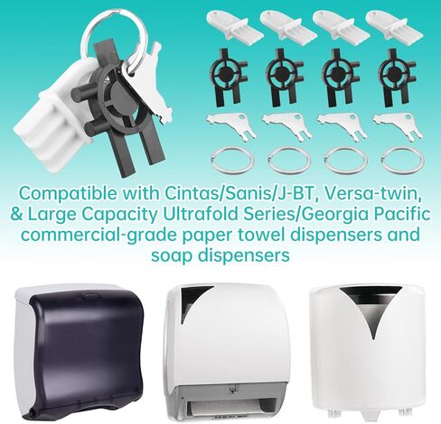 مجموعة استبدال مفتاح موزع المناشف الورقية 15 قطعة متوافقة مع وافل سان جامار التجاري العالمي بجورجيا والمحيط الهادئ، مفتاح موزع للمناشف الورقية سينتاس وسانيس، وموزع الصابون، مع 5 حلقات مفاتيح in Kuwait