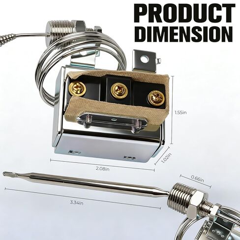 1177 high Limit Thermostat Fryer Switch 3/8" MPT Stuff Box Compatible with Robertshaw Thermostat 301030005, Imperial 1177, Royal Range 3112 deep Fryer, Hi Limit 232℃/450°F in Saudi Arabia