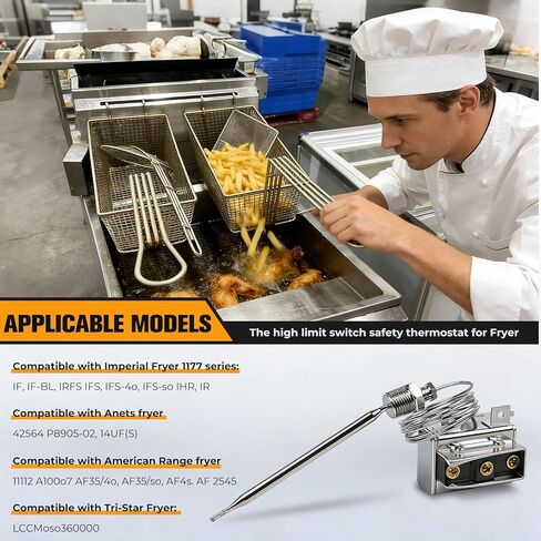 1177 high Limit Thermostat Fryer Switch 3/8" MPT Stuff Box Compatible with Robertshaw Thermostat 301030005, Imperial 1177, Royal Range 3112 deep Fryer, Hi Limit 232℃/450°F in Saudi Arabia