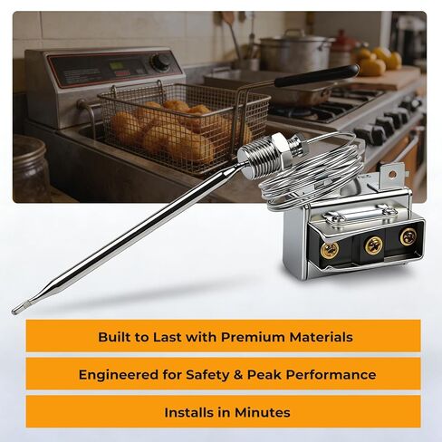 1177 high Limit Thermostat Fryer Switch 3/8" MPT Stuff Box Compatible with Robertshaw Thermostat 301030005, Imperial 1177, Royal Range 3112 deep Fryer, Hi Limit 232℃/450°F in Saudi Arabia