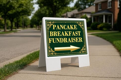Pancake Breakfast Fundraiser St. Patrick'S Day Irish Clover Fancy Gold Directional Arrows A-Frame Double Sided 23x23 in. sign in Saudi Arabia