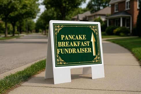 Pancake Breakfast Fundraiser St. Patrick'S Day Irish Clover Fancy Gold Directional Arrows A-Frame Double Sided 23x23 in. sign in Saudi Arabia