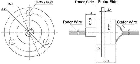 22mm OD Wind Slip Ring 4 Circuits, 10A Each for Generator/Motor Equipment in Kuwait