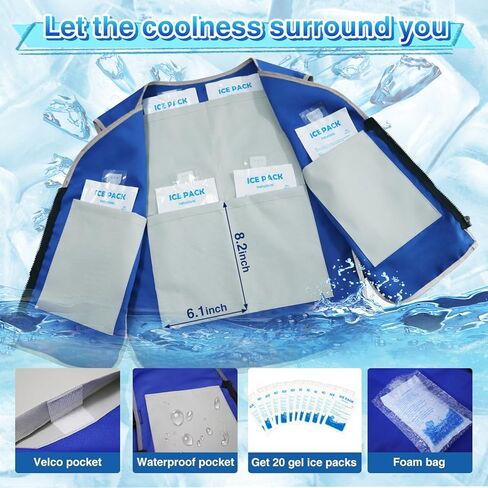 Cooling Vest With 20pcs Ice Packs for Men Women - Cold Vest Adjustable Cool Jacket for Working Outdoor in Saudi Arabia