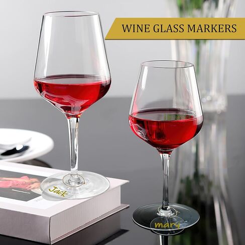 50 قطعة من حليات زجاج النبيذ من Philbinden - علامات النبيذ الفارغة من الأكريليك الدائرية للنظارات الجذعية - أداة التعرف على أعياد الميلاد وحفلات الزفاف والتذوق والحفلات والمارتيني وديكورات أعياد الميلاد in Kuwait