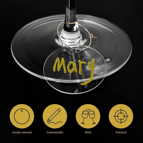 50 قطعة من حليات زجاج النبيذ من Philbinden - علامات النبيذ الفارغة من الأكريليك الدائرية للنظارات الجذعية - أداة التعرف على أعياد الميلاد وحفلات الزفاف والتذوق والحفلات والمارتيني وديكورات أعياد الميلاد in Kuwait