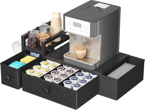 Homeiju Coffee Pod Drawers - K Cup Organizer, Nespresso Pods Holder with Mug Rack, Coffee Holder for Countertop, 52 Capacity Pods, Suitable for Kitchens, Offices and Coffee Bars（Patent Pending） in Kuwait