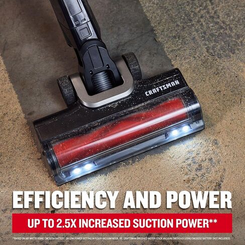 CRAFTSMAN V20 Stick Vacuum Cordless Rechargeable,3 Speed, Lightweight, Powerful Suction, Brushless, Extended Runtime, Battery and Charger Included (CMCVS501M1) in Saudi Arabia