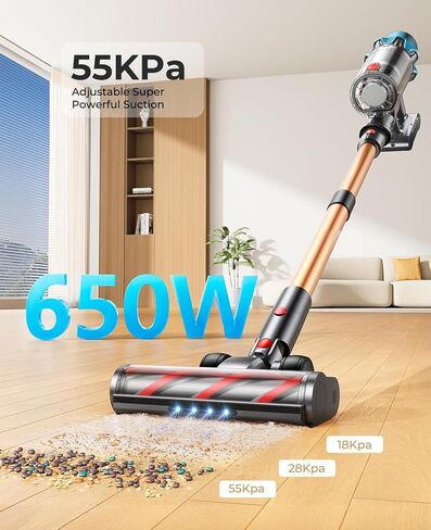 مكنسة كهربائية لاسلكية بقدرة 650 وات/55 كيلو باسكال، مكنسة كهربائية عصاية 70 دقيقة بحد أقصى لوقت التشغيل مع قاعدة شحن، مكنسة كهربائية محمولة قائمة بذاتها مع شاشة تعمل باللمس، مكنسة كهربائية 6 في 1 للسجاد/الأرضيات الصلبة/شعر الحيوانات الأليفة in Kuwait