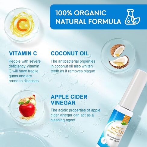 طلاء تبييض الأسنان بالفرشاة - أسنان بيضاء فورية، تبييض آمن ولطيف لابتسامة مشرقة تدوم طويلاً in Kuwait