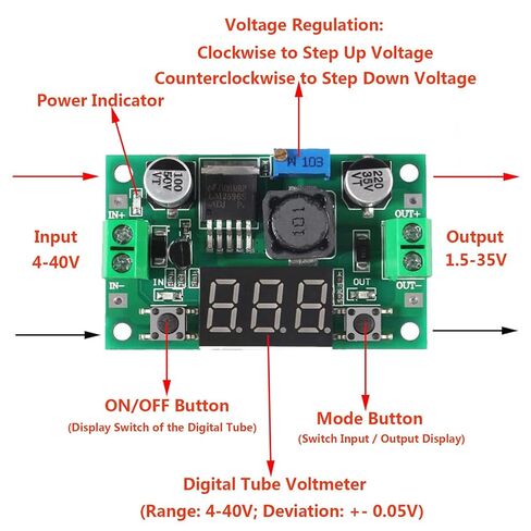 DC-DC Converter 22-Pack: 10 LM2596 Buck + 10 Boost + 2 LED-Display Buck Modules (3.2-40V Input / 1.25-37V Output) in Saudi Arabia