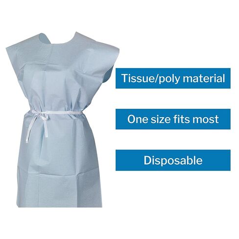 McKesson Disposable Patient Exam Gown [Pack of 50] Latex-Free, Medical, Hospital, Tissue/Polybacked, Blue, One Size Fits Most in Saudi Arabia