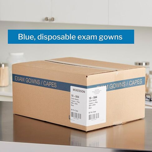 McKesson Disposable Patient Exam Gown [Pack of 50] Latex-Free, Medical, Hospital, Tissue/Polybacked, Blue, One Size Fits Most in Saudi Arabia