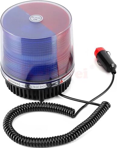 DC 12V/24V Car LED Red/Blue Color Flashing Highlights Round Signal Strobe Light 9 Modes Flashing Light Police Light Warning lamp(12V red) in Saudi Arabia