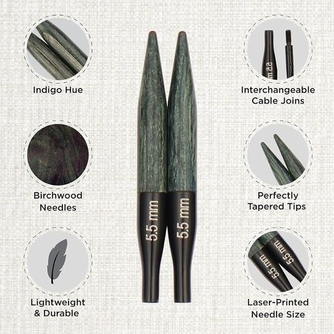 KnitPro Indigo Wood Mini Interchangeable Needle Set | 7 US Sizes (2.5 to 10) in Saudi Arabia