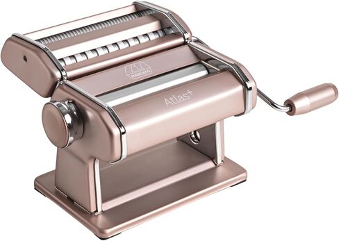 Marcato Made in Italy Atlas+Pasta Machine, Powder Pink. Chrome Plated Steel & Aluminum Rollers, Double Cutter for Lasagna, Fettuccine & Spaghetti; Durable Manual Pasta Maker for Homemade Pasta in Kuwait
