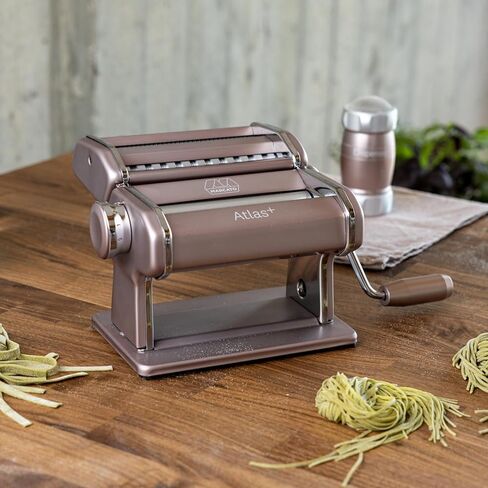 Marcato Made in Italy Atlas+Pasta Machine, Powder Pink. Chrome Plated Steel & Aluminum Rollers, Double Cutter for Lasagna, Fettuccine & Spaghetti; Durable Manual Pasta Maker for Homemade Pasta in Kuwait
