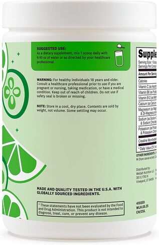 Wellah Creatine + Electrolytes Powder (Cucumber Lime) 30 Servings - Hydration Drink Mix with 3g of Creatine Monohydrate in Kuwait