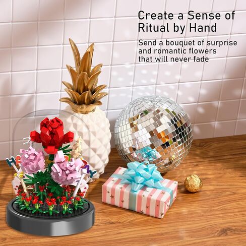 مجموعة بناء رومانسية لوف إن إناء القلب - 1216 PCS Rose Flower Building Kit للبالغين - الهدايا الإبداعية للنساء والرجال ، هدايا عيد الحب الفريدة بالنسبة لها له in Kuwait