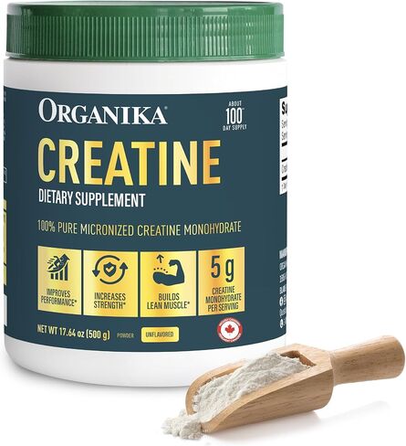 مسحوق الكرياتين أورجانيكا - 100% مونوهيدرات الكرياتين المجهري النقي - يساعد على بناء العضلات الهزيلة وزيادة القوة وتحسين التعافي والأداء للرجال والنساء - 500 جم، 100 وجبة in Kuwait