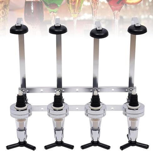 Wall Liquor Dispenser, 4 Bottle Wine Liquor Dispenser Wall Mount Stand Rack Beer Wine Butler Drinks Holder Shelf, Whiskey Decanter Set for Home Bar - Silver in Saudi Arabia
