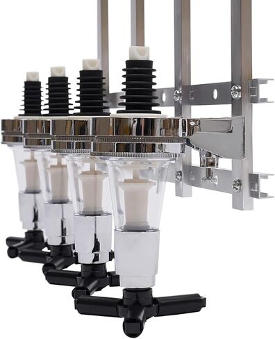 Wall Liquor Dispenser, 4 Bottle Wine Liquor Dispenser Wall Mount Stand Rack Beer Wine Butler Drinks Holder Shelf, Whiskey Decanter Set for Home Bar - Silver in Saudi Arabia