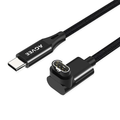 AGVEE 2 Pack 3.3ft Charger for Garmin Watch USB C, L-Shape Charging Cable for Fenix, Forerunner, Vivoactive, Instinct, Venu, Tactix, Approach, D2, Quatix Series, Right Angle Braided, Black in Saudi Arabia