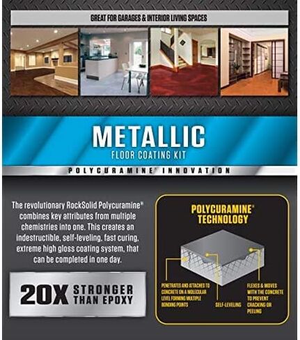 طلاء أرضيات المرآب من Rust-Oleum 299743-2PK RockSolid Metallic، جونميتال، عبوتان in Saudi Arabia