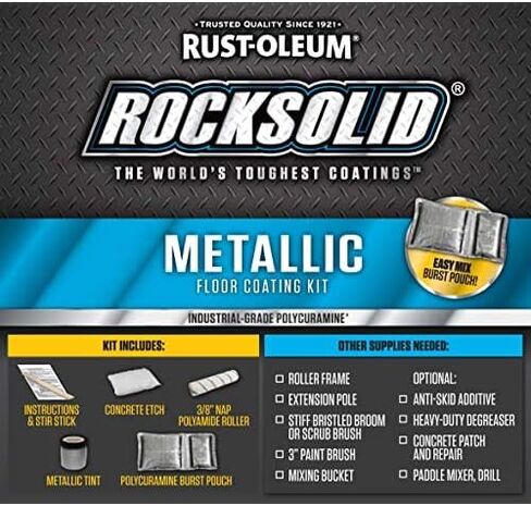 طلاء أرضيات المرآب من Rust-Oleum 299743-2PK RockSolid Metallic، جونميتال، عبوتان in Saudi Arabia