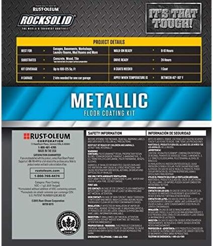 طلاء أرضيات المرآب من Rust-Oleum 299743-2PK RockSolid Metallic، جونميتال، عبوتان in Saudi Arabia