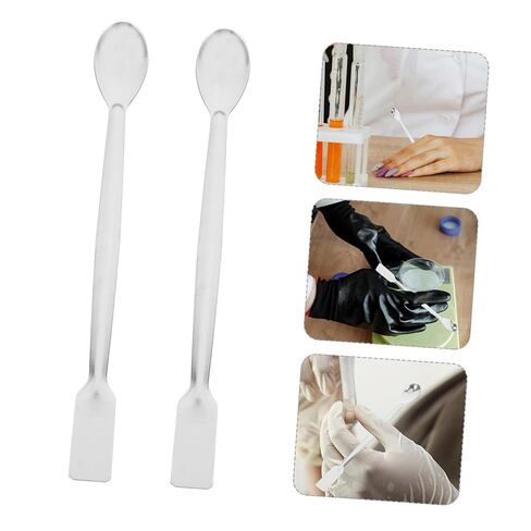 10pcs Micro Measuring Spoons Stainless Steel Lab Sampling Spoon Spatula Double-Ended Square Tail Micro in Saudi Arabia