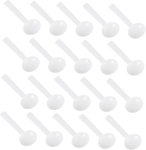Vaguelly 100pcs Plastic Cutlery Set Disposable Soup Spoons Measuring Spoons for Kitchen White Pp Material in Saudi Arabia