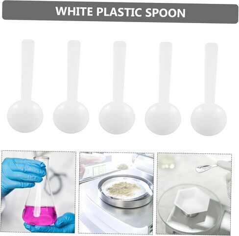 Vaguelly 100pcs Plastic Cutlery Set Disposable Soup Spoons Measuring Spoons for Kitchen White Pp Material in Saudi Arabia
