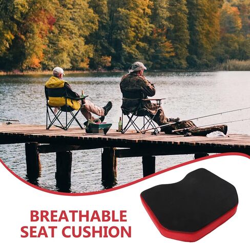Kisangel Thick Waterproof Fishing Seat Cushion with High Resilience Memory Foam, Black Elastic Padded Boat and Kayak Chair Accessory for Outdoor Fishing Comfort in Saudi Arabia