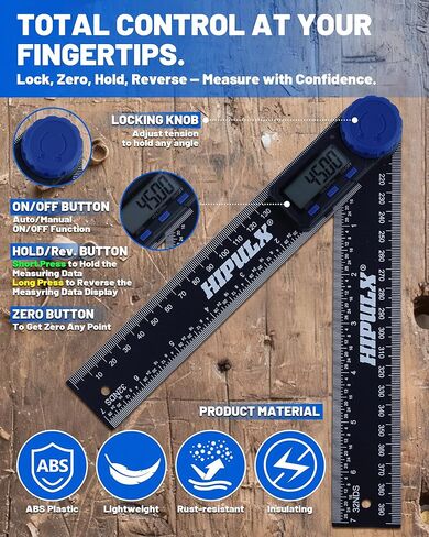 أداة تحديد الزوايا الرقمية، منقلة رقمية مقاس 7 بوصة مع شاشة LCD، أداة تحديد الزوايا الرقمية 0-360 درجة، منقلة بناء ومسطرة مع بطارية مزدوجة للأعمال الخشبية والبناء in Kuwait