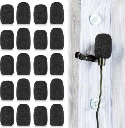 20 Pack 2 Sizes Microphone Covers Foam Microphone Foam Covers Small Ball-Type Windscreen Foams Mic Cover for Clear Audio Fits Podcasting Vlogging Interviews Video Recording(Black) in Saudi Arabia