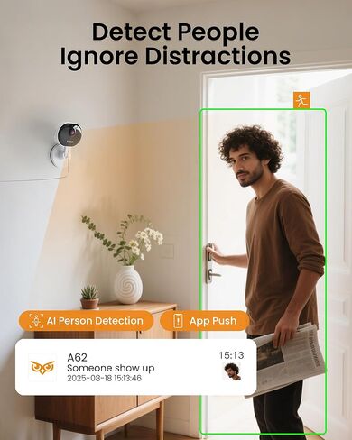anlapus c688 2mp plug-in wifi كاميرا داخلية للأمان المنزلي ، كاميرا الحيوانات الأليفة مع تطبيق الهاتف ، والكشف عن الحركة الذكية/الشخص ، صوتية 2 ، مراقبة الطفل ، بطاقة الذاكرة/سحابة ، تثبيت سريع وسريع in Kuwait
