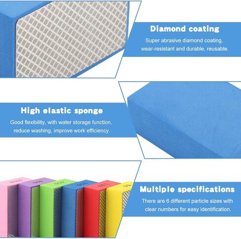 6 عبوات من وسادات تلميع الماس، وكتل الصنفرة، وأدوات البلاط، وسادات الصنفرة الماسية الداعمة الإسفنجية، 60,100,200,400,600,1000 للبلاط والزجاج والسيراميك والخشب والرخام والمعدن in Kuwait